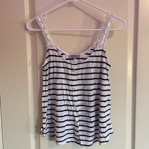 Summery Striped Tank Top With Lace Straps